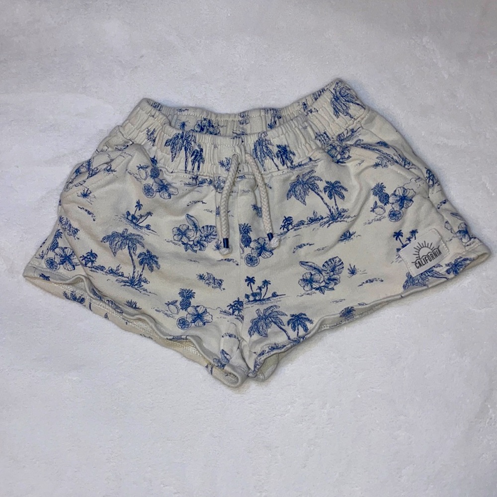 Zara California Beach Vibe Blue And White Shorts